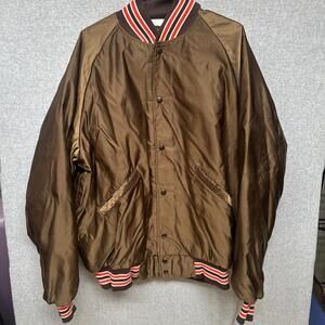 Vintage NFL Budwin Satin Jacket Coat Cleveland Browns Authentic XL Orange Bomber